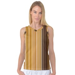 Brown Verticals Lines Stripes Colorful Women s Basketball Tank Top by Mariart