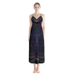 Psychic Color Circle Abstract Dark Rainbow Pattern Wallpaper Button Up Chiffon Maxi Dress by Mariart