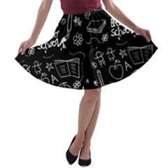 Back To School A-line Skater Skirt by Valentinaart