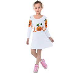 Halloween Kids  Long Sleeve Velvet Dress by Valentinaart