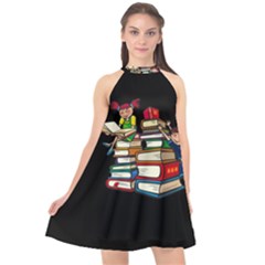 Back To School Halter Neckline Chiffon Dress  by Valentinaart