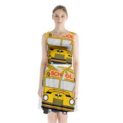 Back To School - School Bus Sleeveless Waist Tie Chiffon Dress by Valentinaart