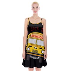 Back To School - School Bus Spaghetti Strap Velvet Dress by Valentinaart