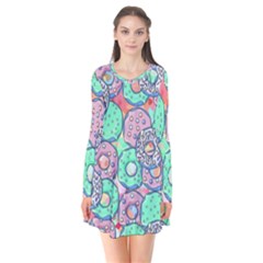 Donuts Pattern Flare Dress by ValentinaDesign