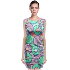Donuts Pattern Sleeveless Velvet Midi Dress by ValentinaDesign