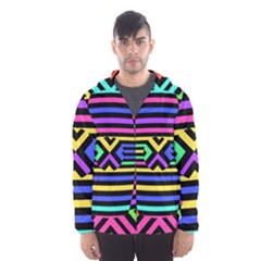 Optical Illusion Line Wave Chevron Rainbow Colorfull Hooded Wind Breaker (men) by Mariart