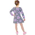 Seamless Pattern Purple Girly Floral Pattern Kids  Long Sleeve Velvet Dress View2