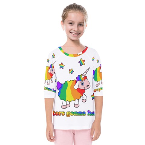 Unicorn Sheep Kids  Quarter Sleeve Raglan Tee by Valentinaart