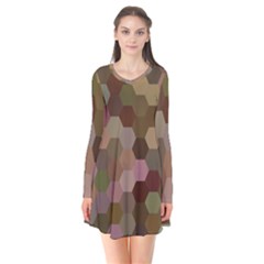 Brown Background Layout Polygon Flare Dress by Nexatart
