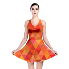 Red Hot Triangle Tile Mosaic Reversible Skater Dress by Nexatart