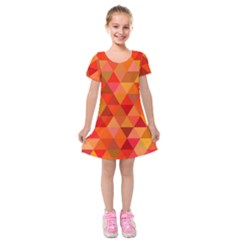 Red Hot Triangle Tile Mosaic Kids  Short Sleeve Velvet Dress by Nexatart