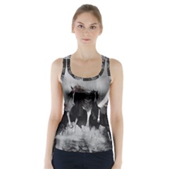 Awesome Wild Black Horses Running In The Night Racer Back Sports Top by FantasyWorld7