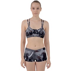 Awesome Wild Black Horses Running In The Night Women s Sports Set by FantasyWorld7