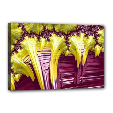 Yellow Magenta Abstract Fractal Canvas 18  X 12  by Nexatart