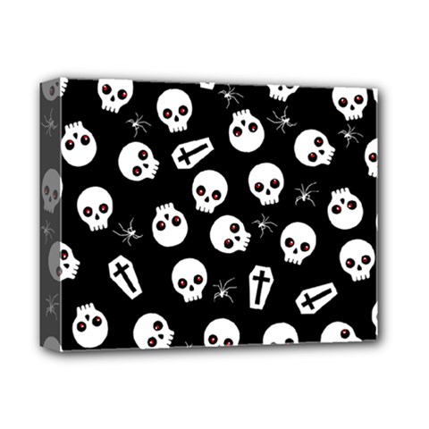 Skull, Spider And Chest  - Halloween Pattern Deluxe Canvas 14  X 11  by Valentinaart