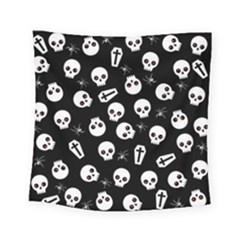 Skull, Spider And Chest  - Halloween Pattern Square Tapestry (small) by Valentinaart