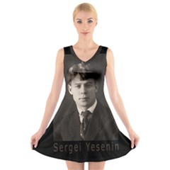 Sergei Yesenin V-neck Sleeveless Skater Dress by Valentinaart