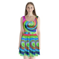 Rainbow Twist Split Back Mini Dress  by norastpatrick