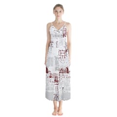 Abstract Art Button Up Chiffon Maxi Dress by ValentinaDesign