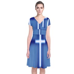 Blue Cross Christian Short Sleeve Front Wrap Dress by Mariart