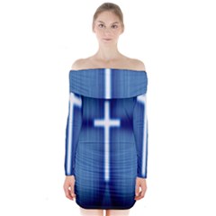 Blue Cross Christian Long Sleeve Off Shoulder Dress by Mariart