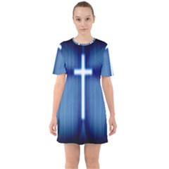 Blue Cross Christian Sixties Short Sleeve Mini Dress by Mariart