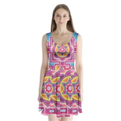 Kali Yantra Inverted Rainbow Split Back Mini Dress  by Mariart