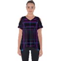 Retro Neon Grid Squares And Circle Pop Loop Motion Background Plaid Purple Cut Out Side Drop Tee View1