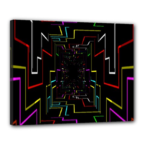 Seamless 3d Animation Digital Futuristic Tunnel Path Color Changing Geometric Electrical Line Zoomin Canvas 20  X 16 