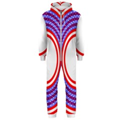 Stars Stripes Circle Red Blue Space Round Hooded Jumpsuit (men)  by Mariart