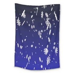 Blue Sky Christmas Snowflake Large Tapestry by Mariart