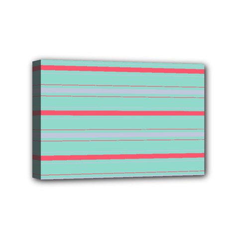 Horizontal Line Blue Red Mini Canvas 6  X 4 