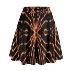 Golden Fire Pattern Polygon Space High Waist Skirt by Mariart