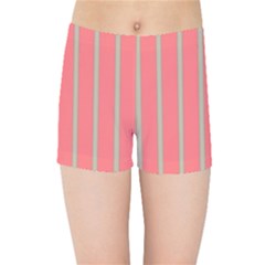 Line Red Grey Vertical Kids Sports Shorts by Mariart