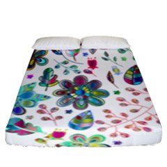 Prismatic Psychedelic Floral Heart Background Fitted Sheet (king Size)