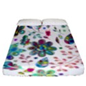 Prismatic Psychedelic Floral Heart Background Fitted Sheet (King Size) View1