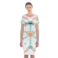 Snowflakes Heart Love Valentine Angle Pink Blue Sexy Classic Short Sleeve Midi Dress by Mariart