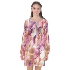 Stone Spot Triangle Long Sleeve Chiffon Shift Dress  by Mariart