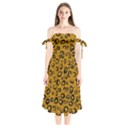 Golden Leopard Shoulder Tie Bardot Midi Dress View1