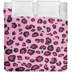 Pink Leopard Duvet Cover Double Side (king Size) by DreamCanvas