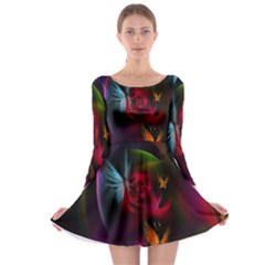 Beautiful Butterflies Rainbow Space Long Sleeve Skater Dress by Mariart