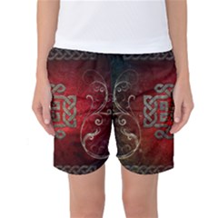 The Celtic Knot With Floral Elements Women s Basketball Shorts by FantasyWorld7