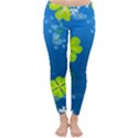 Flower Shamrock Green Blue Sexy Classic Winter Leggings View1