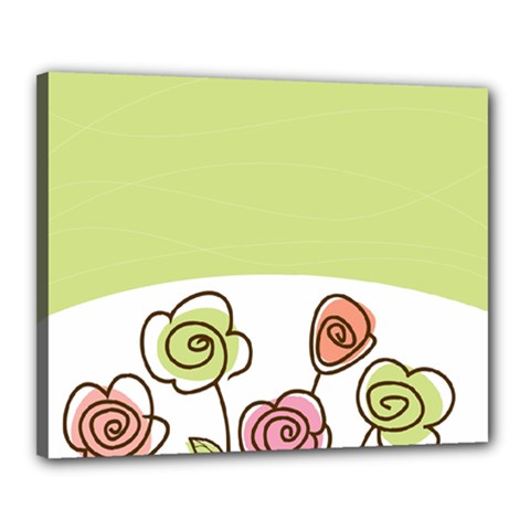 Flower Simple Green Rose Sunflower Sexy Canvas 20  X 16 