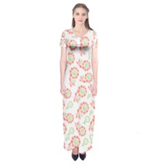 Flower Rose Red Green Sunflower Star Short Sleeve Maxi Dress by Mariart