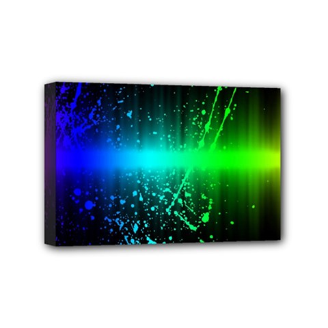 Space Galaxy Green Blue Black Spot Light Neon Rainbow Mini Canvas 6  X 4 