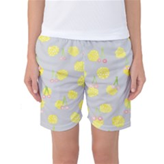 Cute Fruit Cerry Yellow Green Pink Women s Basketball Shorts by Mariart