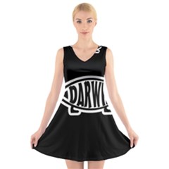 Darwin Fish V-neck Sleeveless Skater Dress by Valentinaart