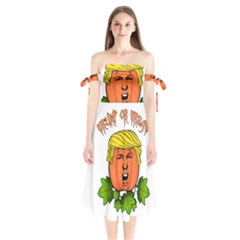 Trump Or Treat  Shoulder Tie Bardot Midi Dress by Valentinaart