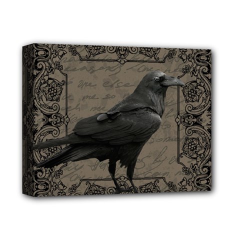 Vintage Halloween Raven Deluxe Canvas 14  X 11  by Valentinaart